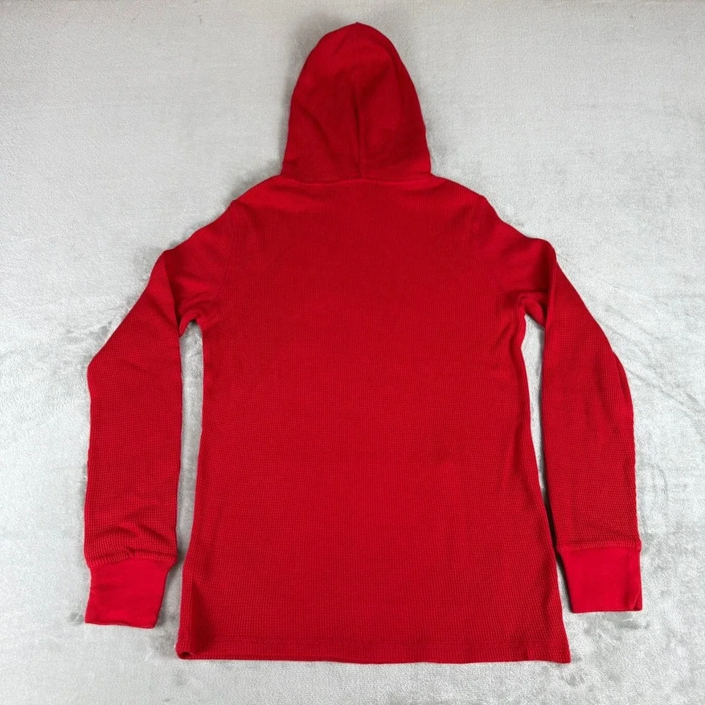 Polo Ralph Lauren Waffle Pullover Hoodie Mens Medium Red Thermal Cotton New NWT